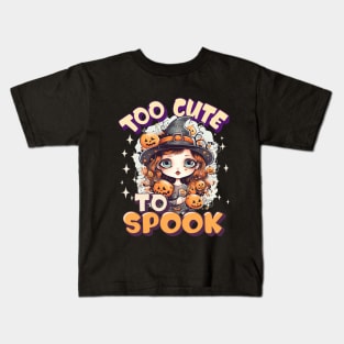 Too Cute To Spook Redhead Chibi Anime Witch Kids T-Shirt